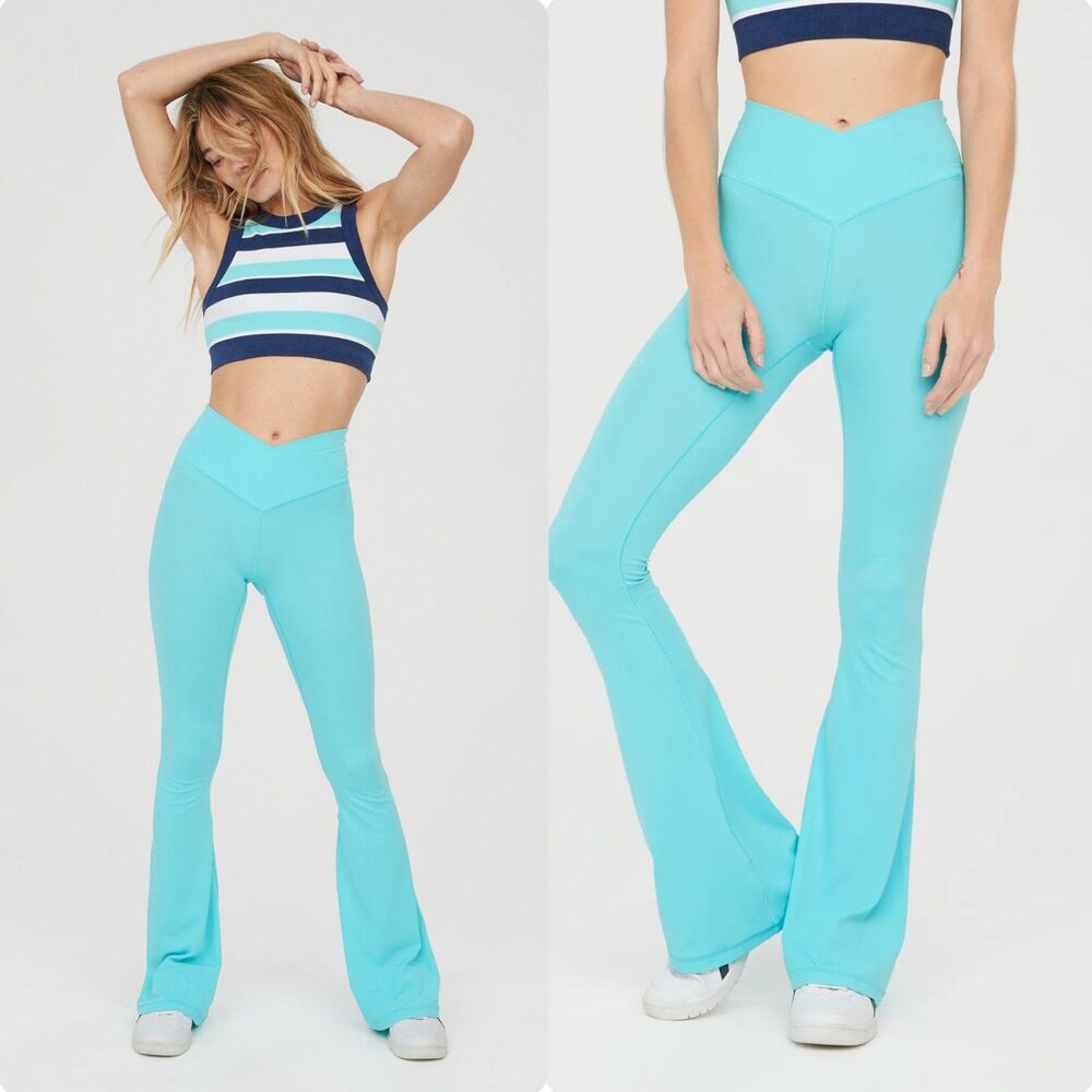 OFFLINE By Aerie Real Me High Waisted Crossover Flare Legging Size Small